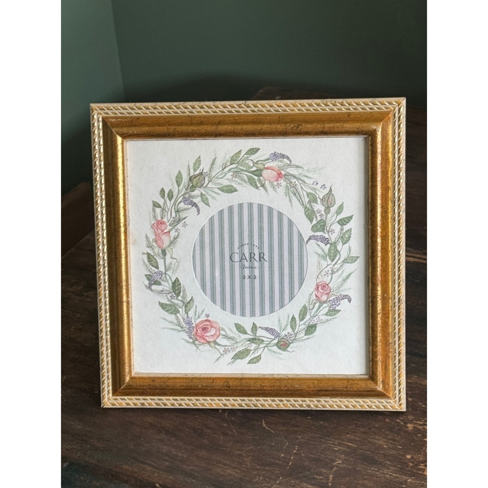 Carr 3x3 Round Picture Frame Floral Wreath Tabletop Decor